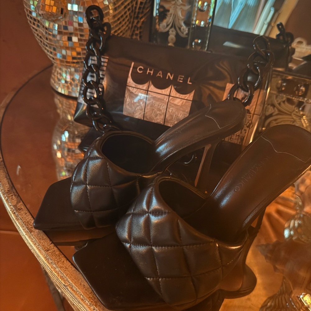 Tony Bianco Black Quilted Heels